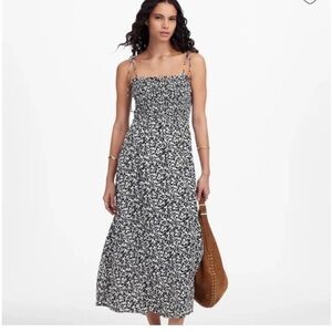 Madewell Smocked Tie Strap MIdi Dress - Size 2
